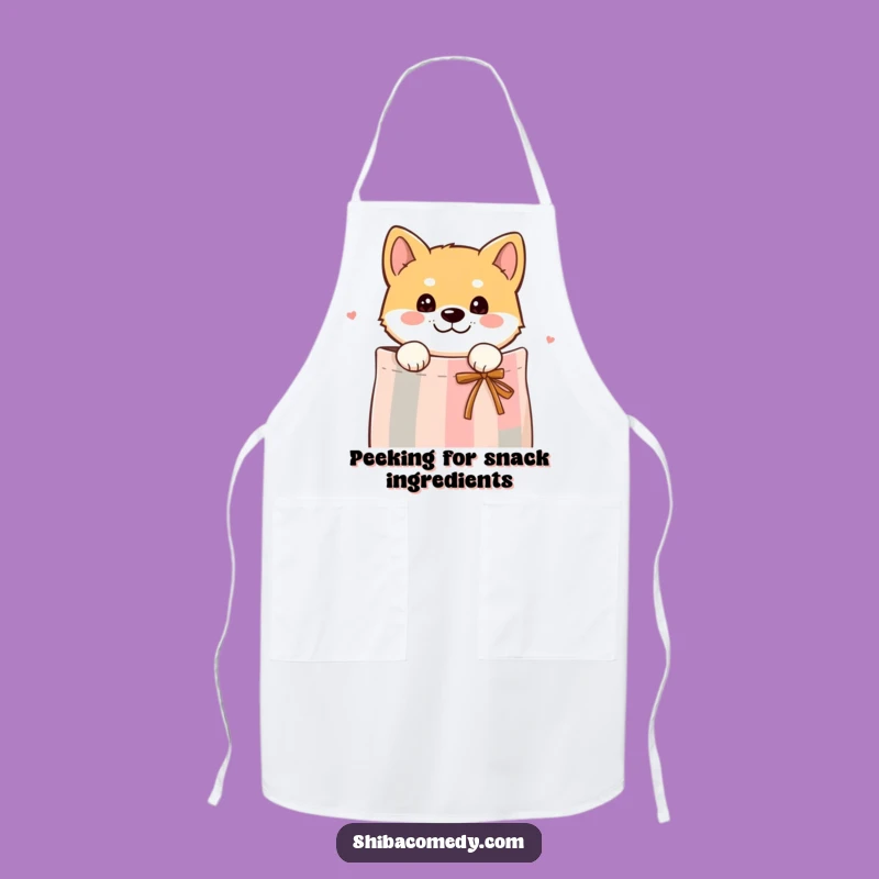 Funny Curious Shiba Inu Gift Bag Apron - Peek-a-boo Kitchen Fun Gift!