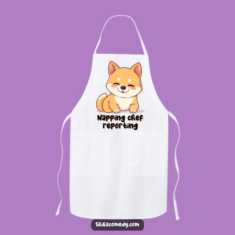 Funny Snoozing Shiba Inu Apron: Cook with Calm - Hilarious Kitchen Fun & Funny Gift!