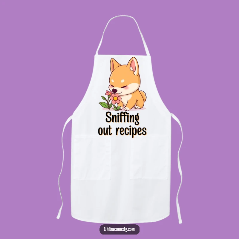 Funny Shiba Inu Flower Apron: Cook with Curiosity and Hilarious Style!