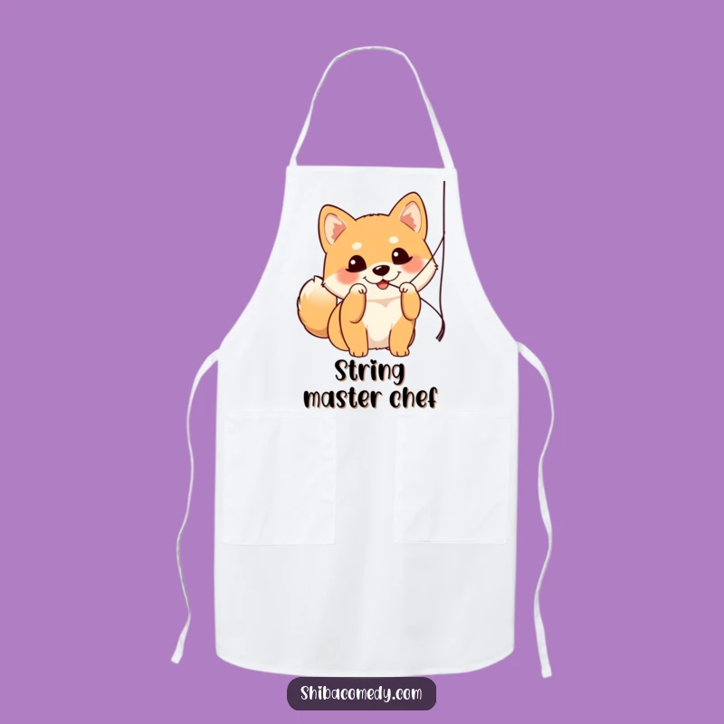 Funny Shiba Inu Batting String Apron - Playful Chef Dog Kitchen Gift