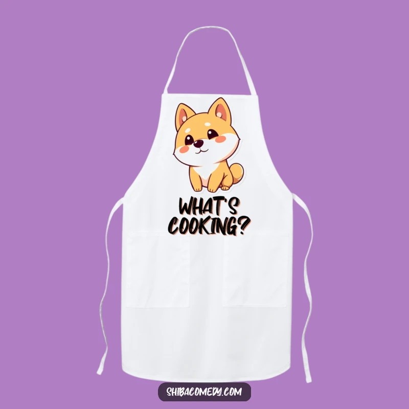 Funny Shiba Inu Apron: Chef's Curious Tilt, Cook with Questioning Flair