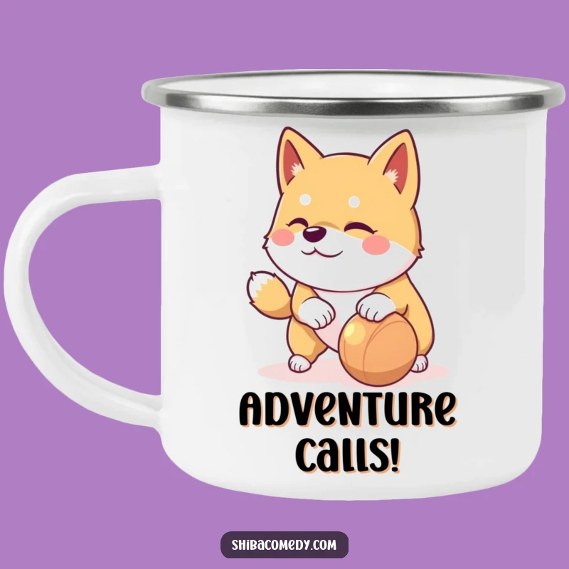 Funny Playful Shiba Inu Camping Mug: Adventure Time - Rugged & Hilarious Funny Gift!