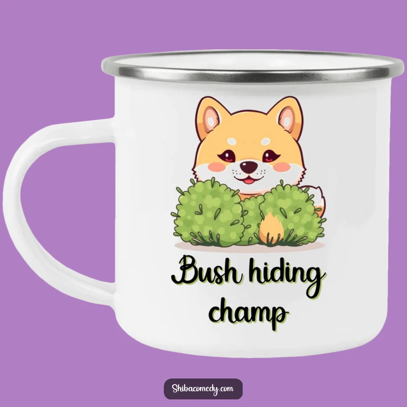 Funny Shiba Inu Mischief Camping Mug - Playful Dog Outdoor Gift