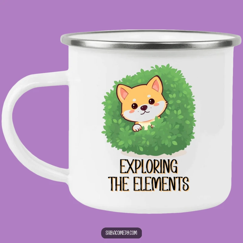 Funny Curious Shiba Inu Bush Camping Mug: Durable Outdoor Dog Lover Gift