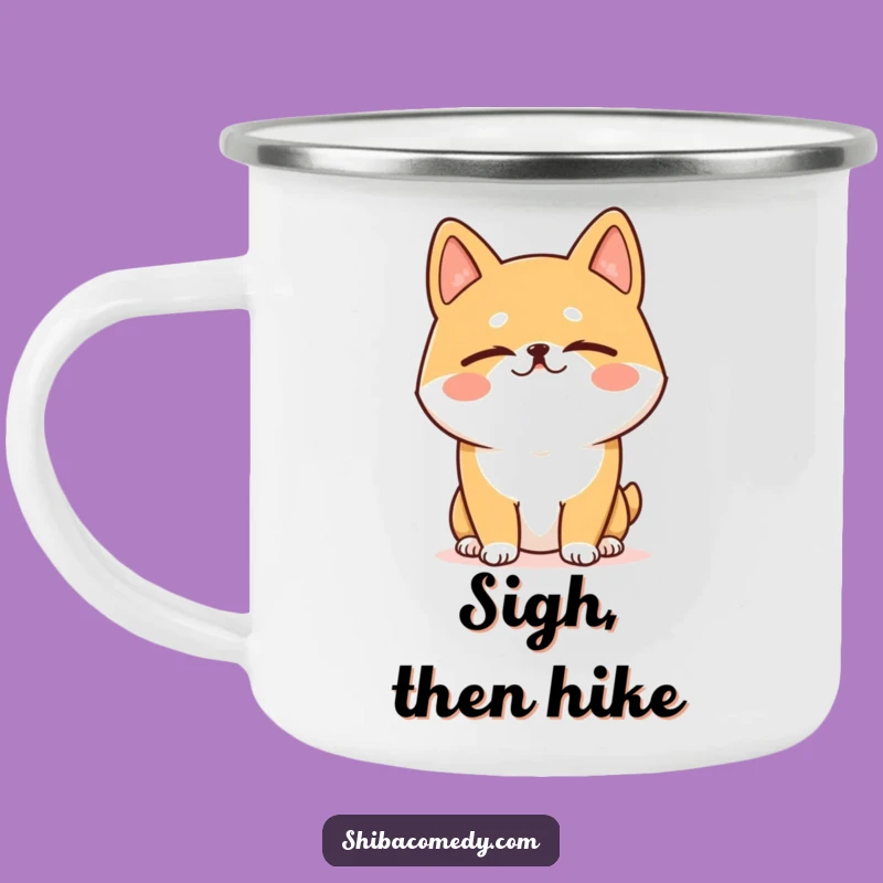 Funny Shiba Inu Camping Mug - Happy Sigh for Relaxed Outdoors
