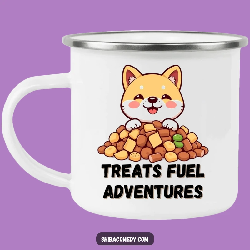 Funny Shiba Inu Treat Camping Mug: Hilarious Sips for Outdoor Adventures!