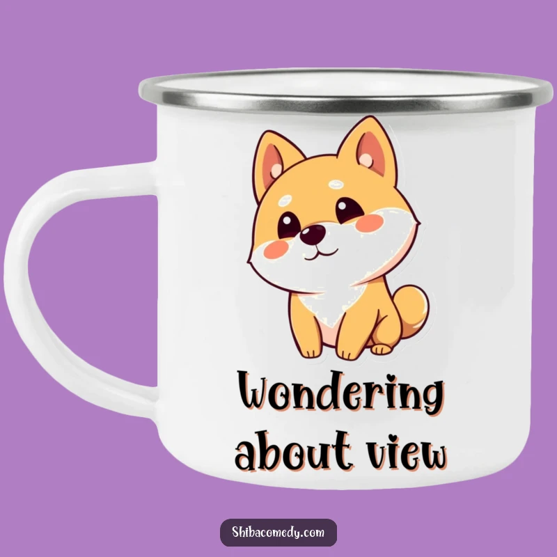 Funny Shiba Inu Camping Mug: Curious Head Tilt Adventure, Your Thoughtful Companion