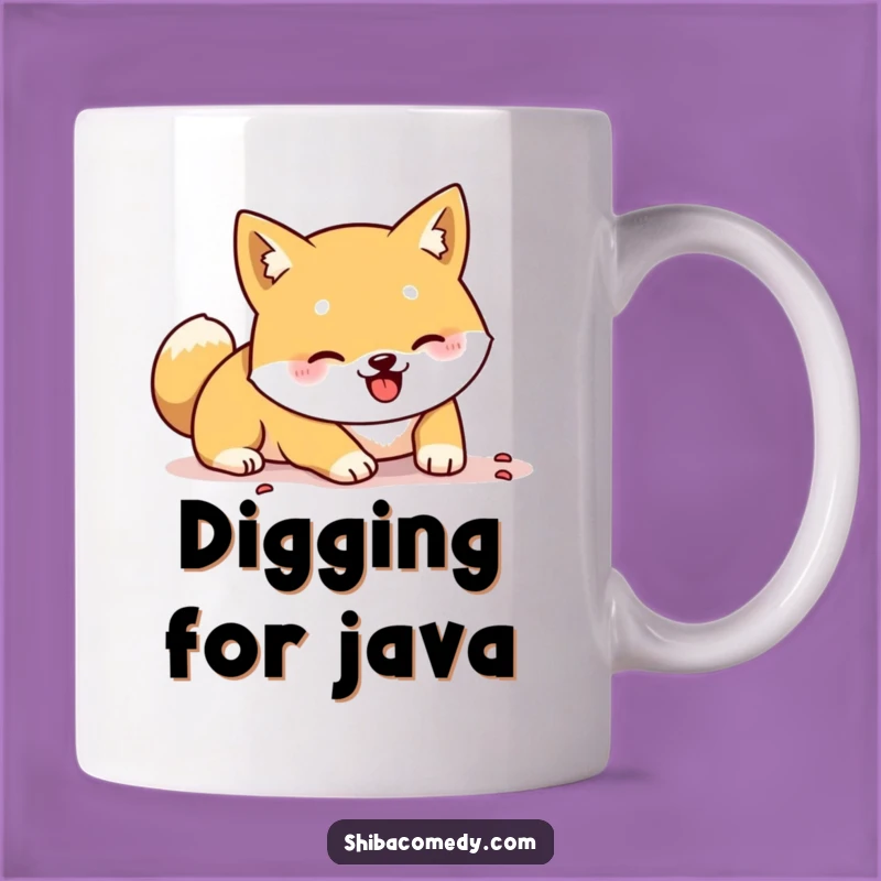 Funny Shiba Inu Digging Mug - Energetic Paws, Hilarious Gift for Dog Lovers