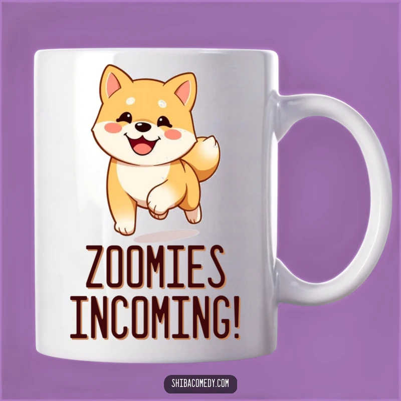 Funny Happy Shiba Inu Running Mug: Enthusiastic Dog Welcome Gift