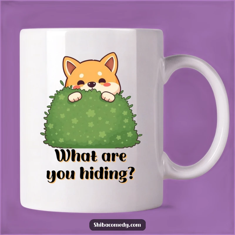 Funny Mischievous Shiba Inu Bush Mug: Sneaky Dog Surprise Gift