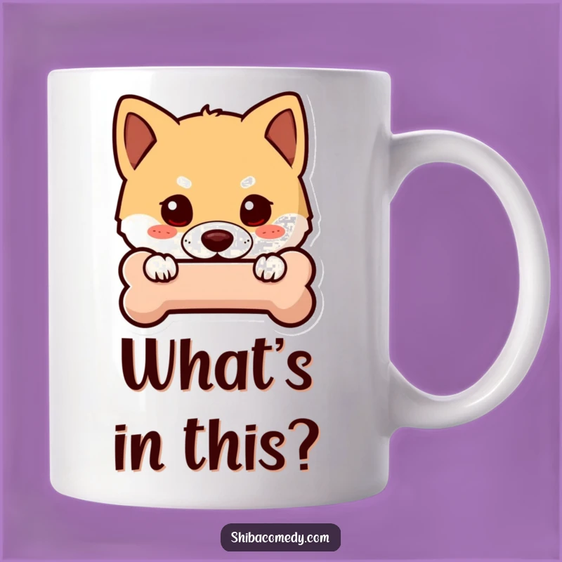 Funny Shiba Inu Bone Mug - Curious Dog Gift for Sneaky Fun