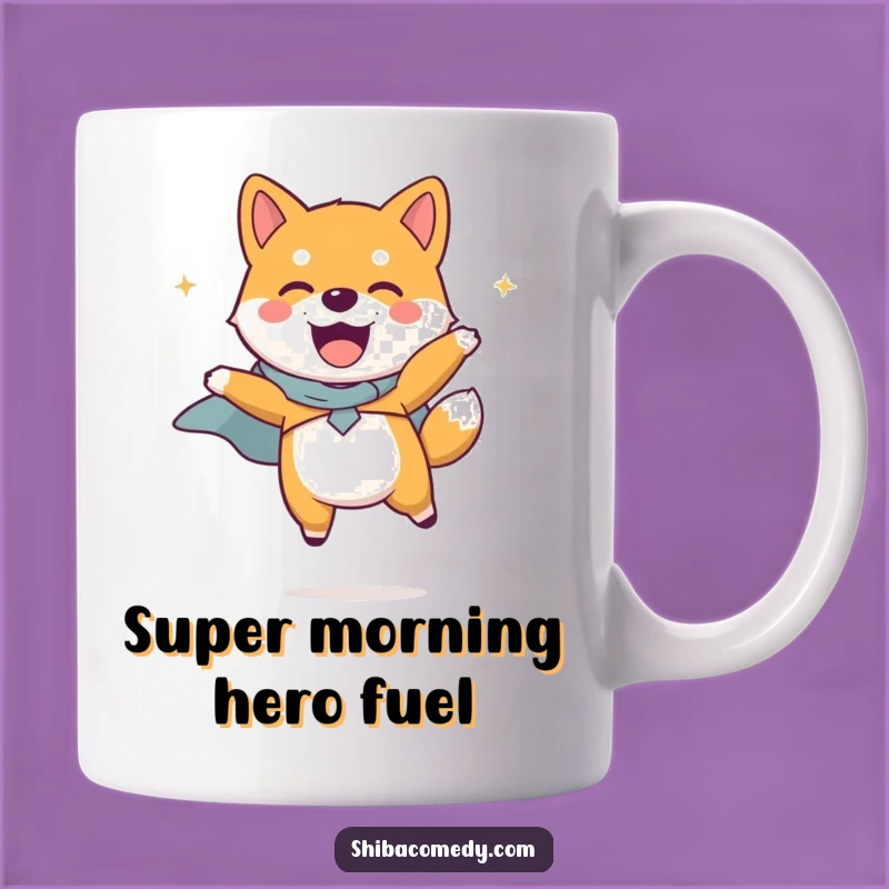 Funny Shiba Inu Cape Mug: Heroic Jumps and Joyful Gift