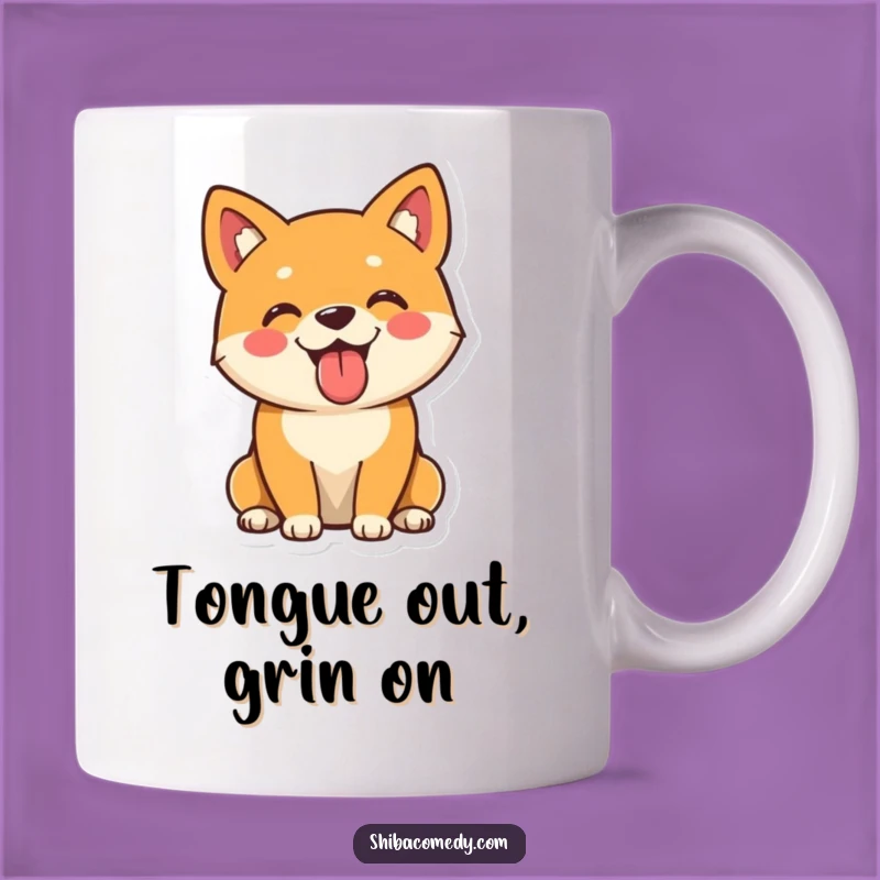Funny Shiba Inu Mug: Cheerful Tongue Out Dog, Happy Pup Gift