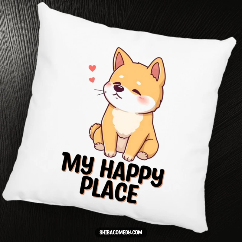Funny Shiba Inu Pillow showcasing a relaxed dog sitting with a contented sigh, a soft and humorous gift.