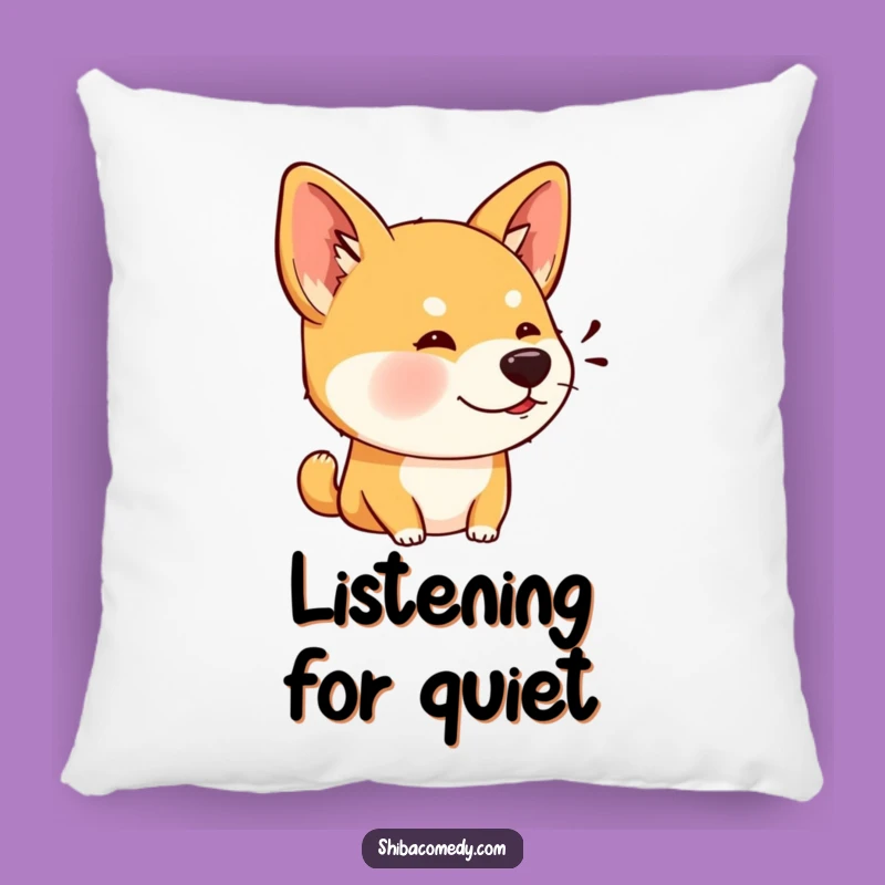 Funny Shiba Inu Listening Pillow: Huggable Canine Curiosity!