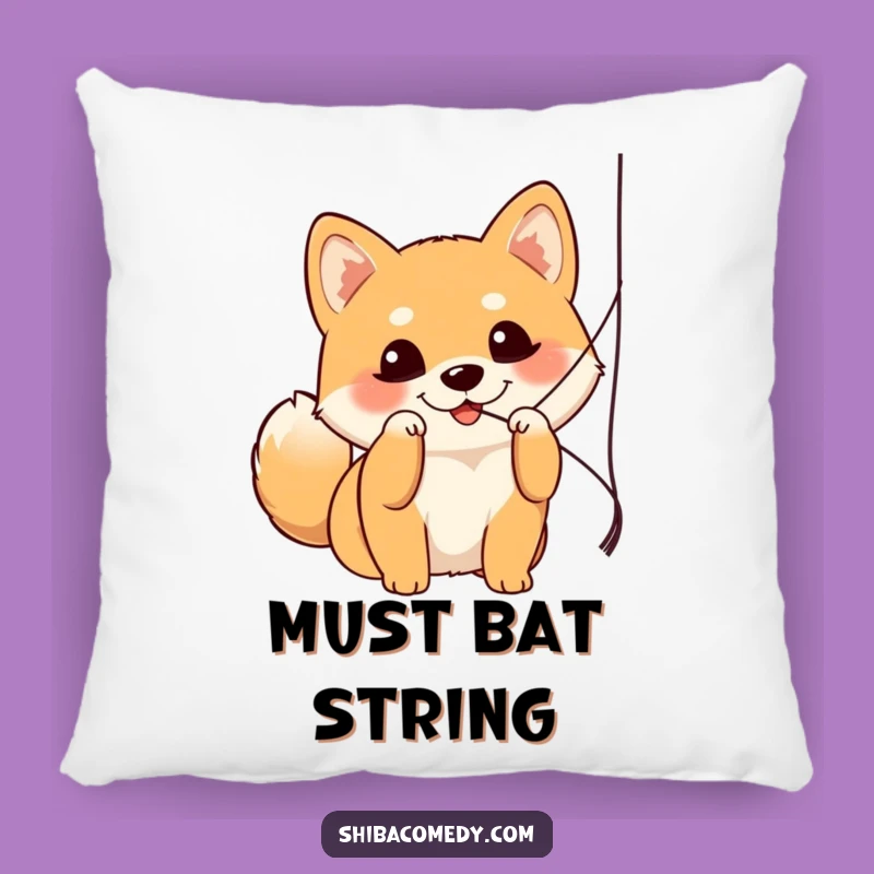 Soft Funny Shiba Inu Batting String Pillow - Cozy & Cute Dog Accent