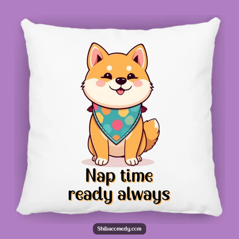 Funny Comfy Shiba Inu Pillow - Proud Dog with Bandana Accent Pillow