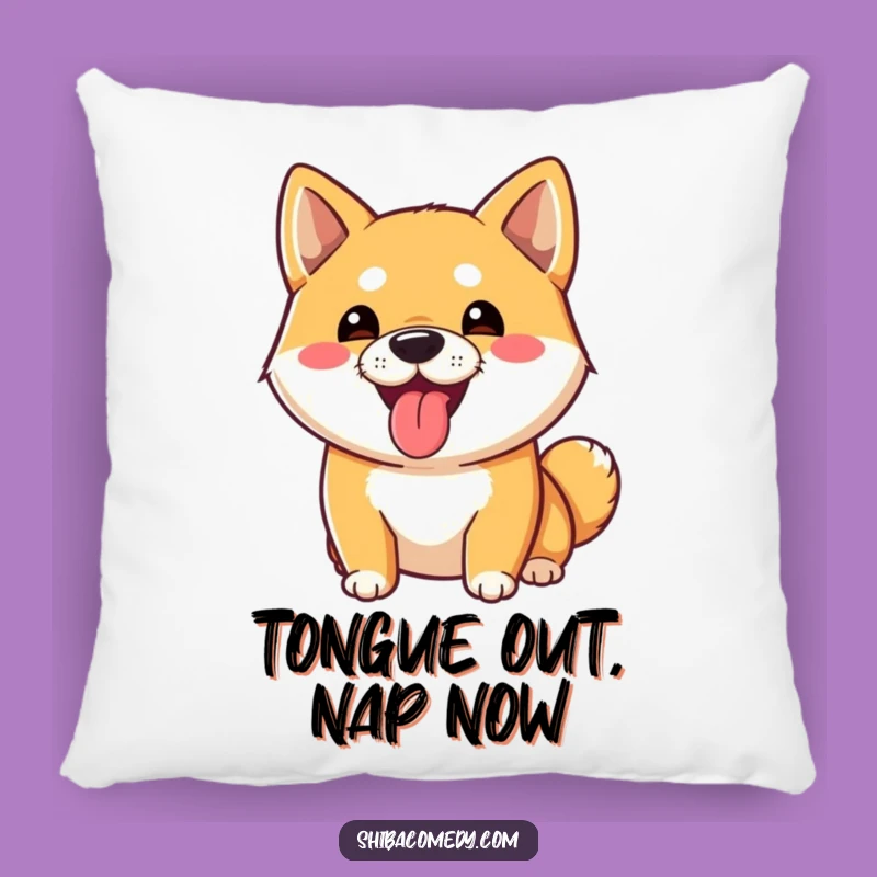 Funny Shiba Inu Tongue Out Pillow: Cozy Comfort with a Silly Design