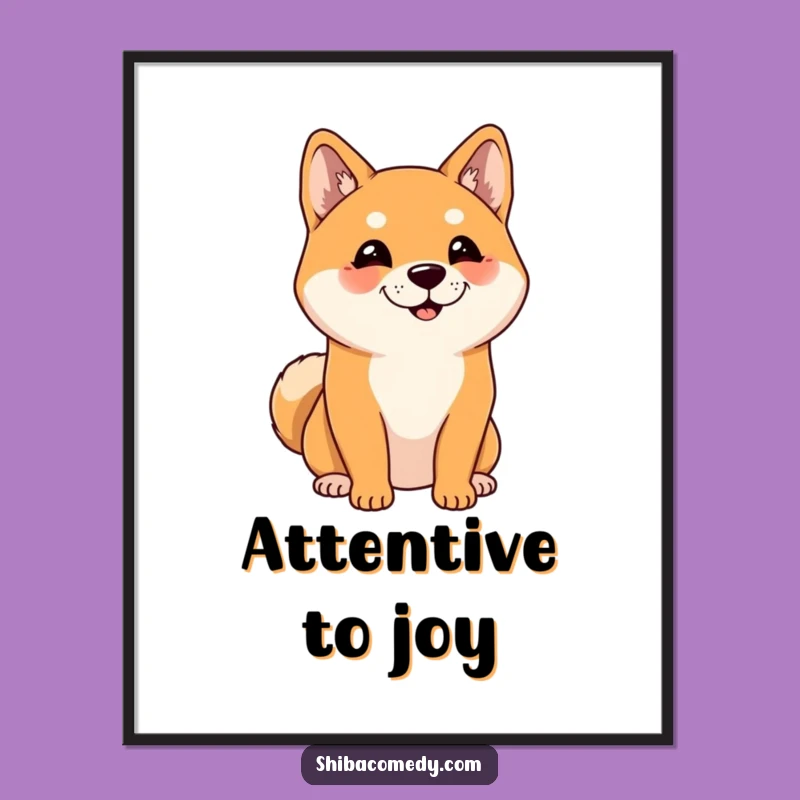 Funny Listening Shiba Inu Digital Art: Cute Dog Print, Perfect Funny Gift for Instant Decor
