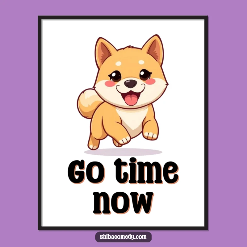 Funny Digital Art: Eager Shiba Inu Ready for Run Print - Dog Art