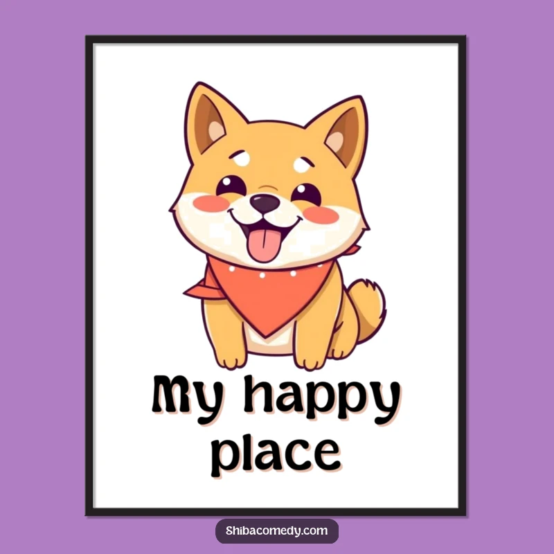 Funny Happy Shiba Inu Bandana Digital Art: Instant Smiles