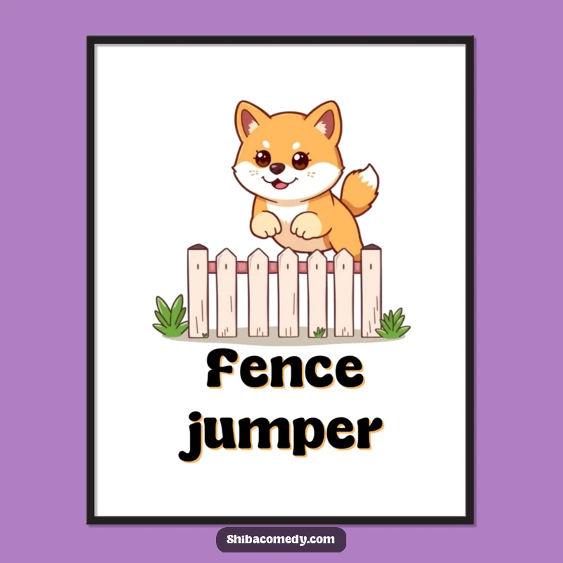 Funny Shiba Inu Leaping Digital Print: Bring Dynamic Charm Home!