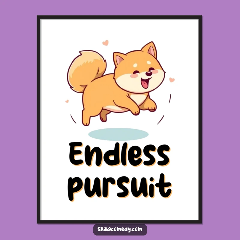 Funny Shiba Inu Tail Chase Digital Print: Instant Action Art