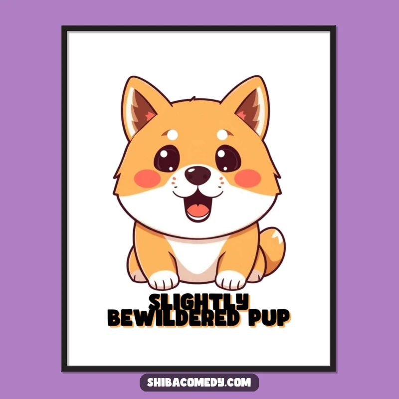 Funny Surprised Shiba Inu Digital Art: Instant Reaction Decor Print