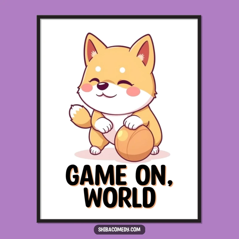 Funny Playful Shiba Inu Digital Art: Ready to Play - Instant Funny Gift Download!
