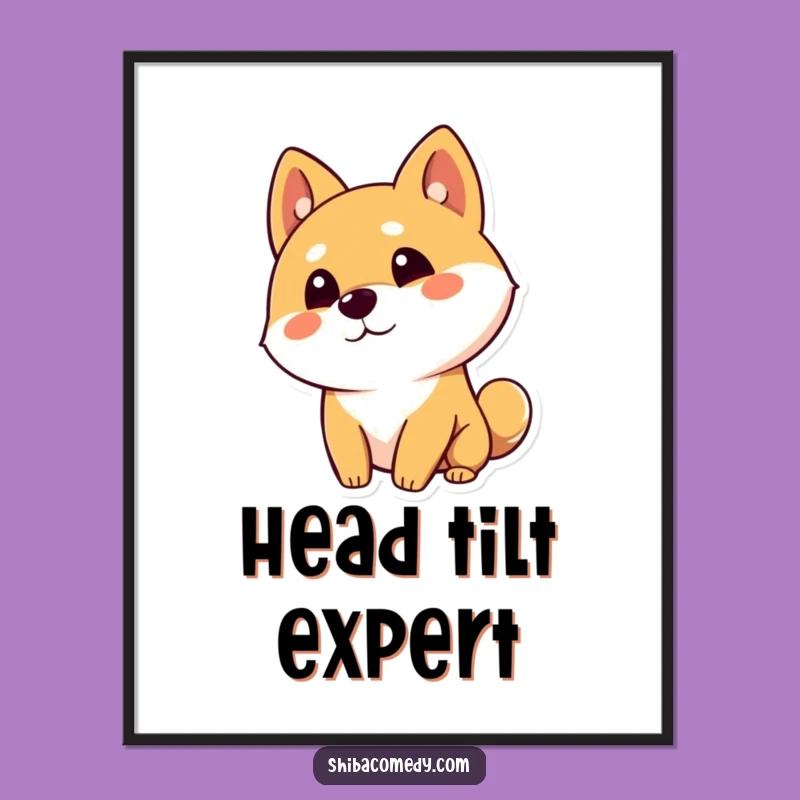 Funny Shiba Inu Digital Art: Curious Head Tilt, Instant Download Decor