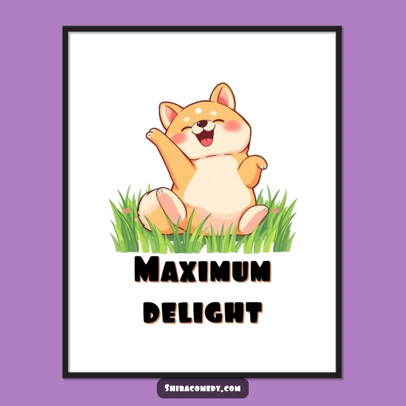 Funny Shiba Inu Rolling Digital Art: Happy Dog Printable, Perfect Instant Humorous Gift