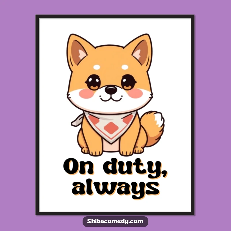 Funny Shiba Inu Digital Art - Alert Dog Printable, Instant Gift for Shiba Fans