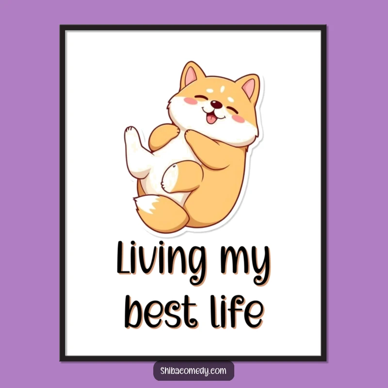 Printable Funny Shiba Inu Rolling Art: Instant Joy for Your Walls