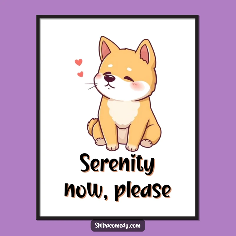 Funny Content Shiba Inu Sigh Digital Art: Relaxed Dog Print Gift