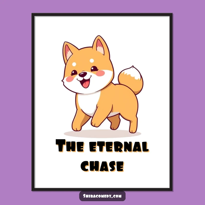 Funny Shiba Inu Tail Chaser Digital Print: Bring Playful Energy Home!