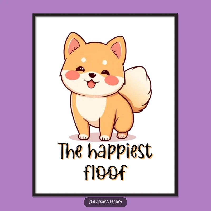 Funny Wagging Shiba Inu Tail Digital Art: Happy Dog Print Gift