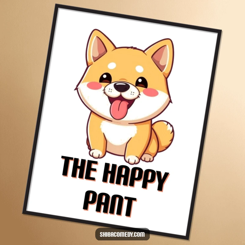 Funny Shiba Inu Digital Art Print: A playful Shiba Inu dog sticks its tongue out, perfect for quirky and funny decor.