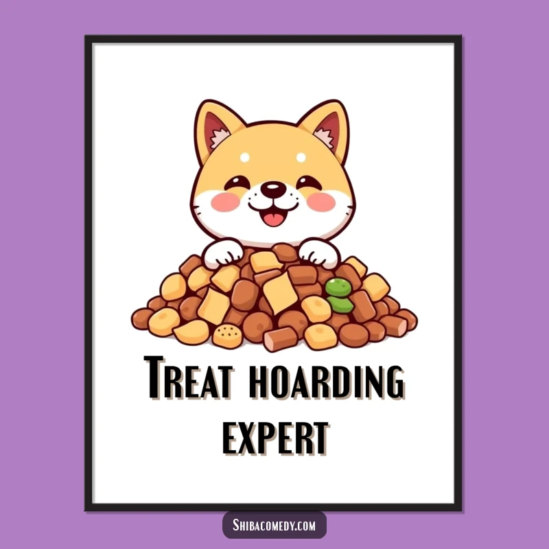 Funny Shiba Inu Treat Digital Art: Hilarious Doggy Design for Instant Download!
