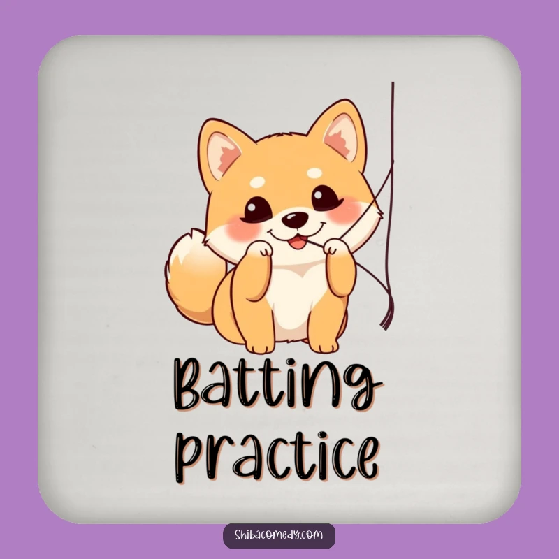 Funny Shiba Inu Batting String Coaster Set - Protect Surfaces with Playful Art
