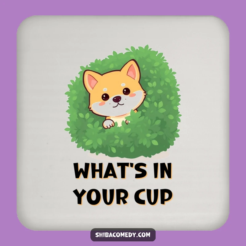 Funny Curious Shiba Inu Bush Coaster Set: Peeking Dog Drink Protection Gift