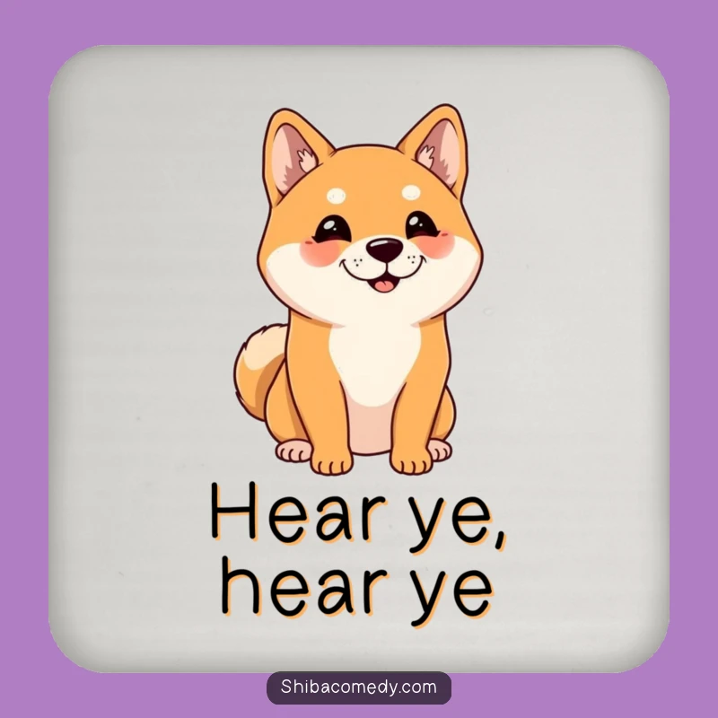Funny Listening Shiba Inu Drink Coaster: Protect Surfaces with Dog Humor, Novelty Funny Gift