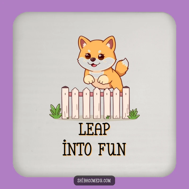 Funny Shiba Inu Leaping Coaster: Protect Surfaces with Canine Charm!