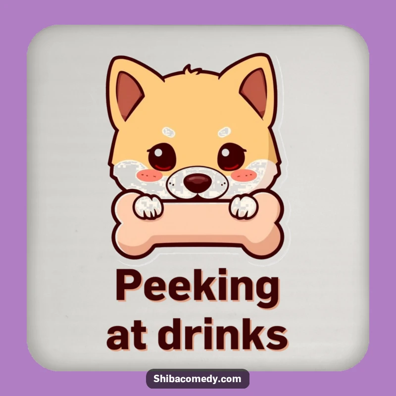 Funny Shiba Inu Bone Coaster Set - Curious Dog for Table Protection