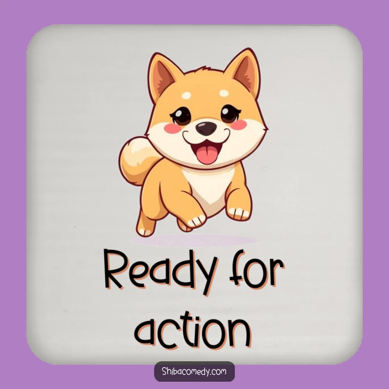 Funny Shiba Inu Drink Coaster - Eager Dog Ready for Run Protector