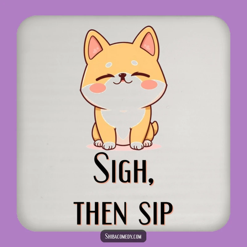 Funny Shiba Inu Sigh Coaster Set - Relaxed Dog for Table Protection