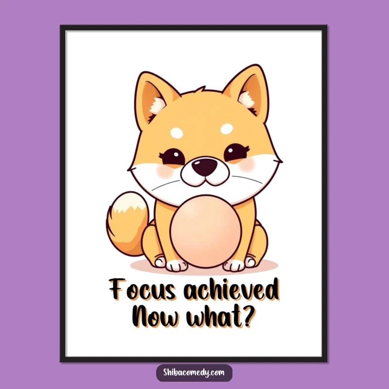 Funny Shiba Inu Balancing Ball Poster: Hilarious Dog Art for Your Wall