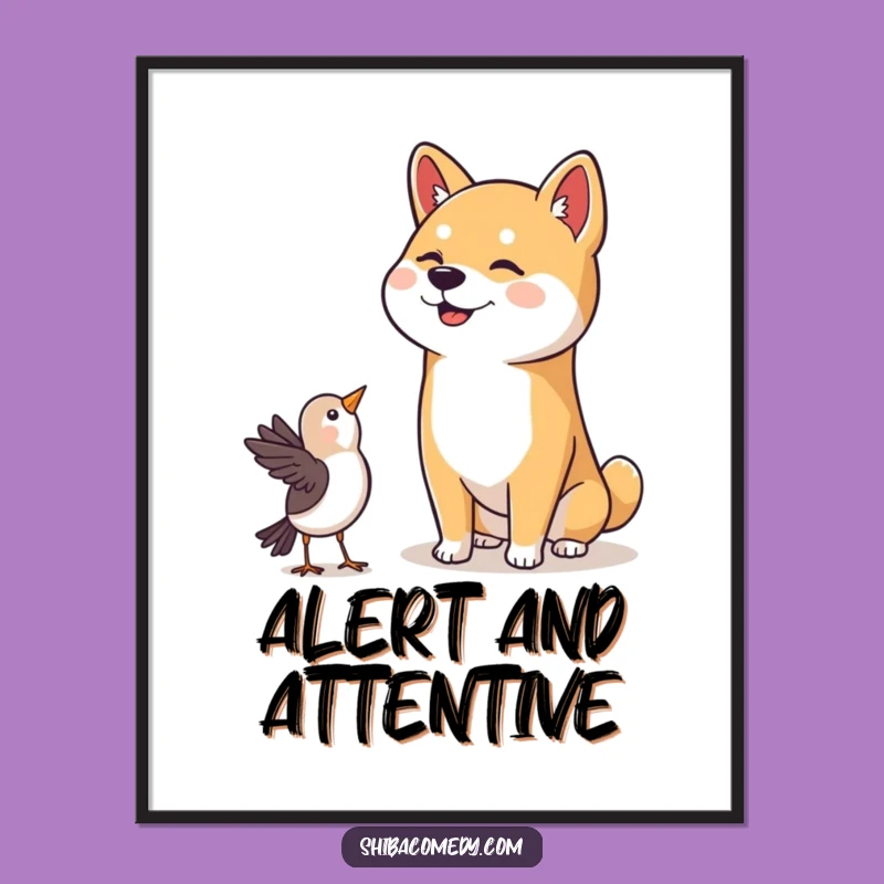 Funny Shiba Inu Head Tilt Poster - Adorable Dog Art Print Gift