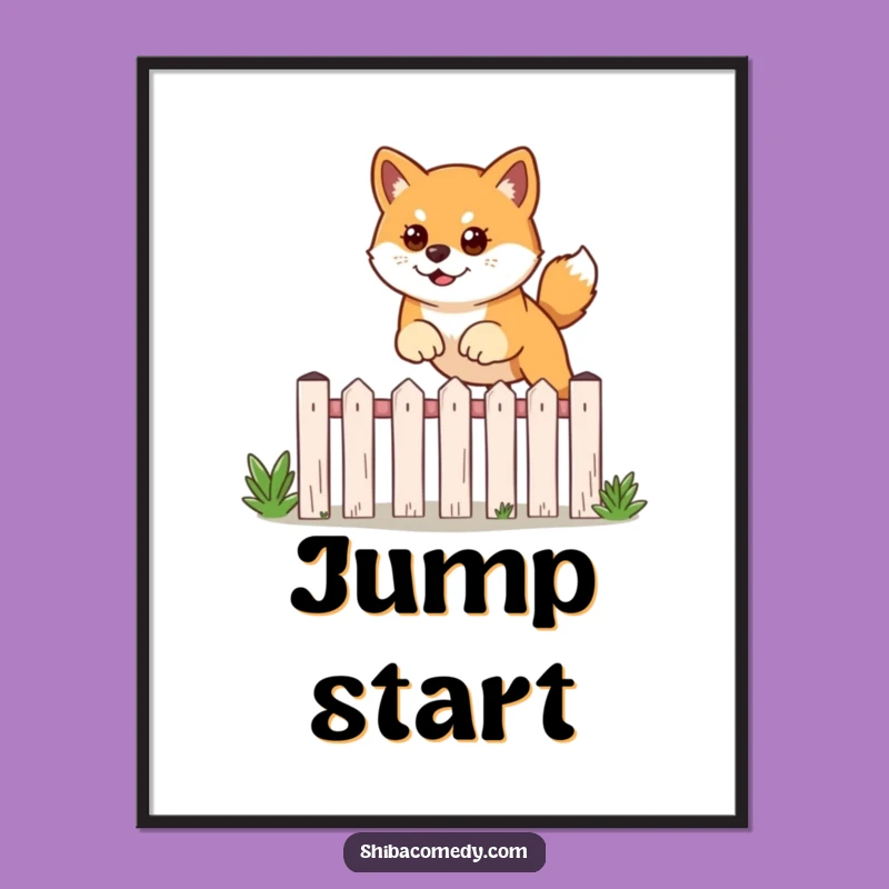 Funny Shiba Inu Leaping Poster: Add Dynamic Charm to Your Walls!