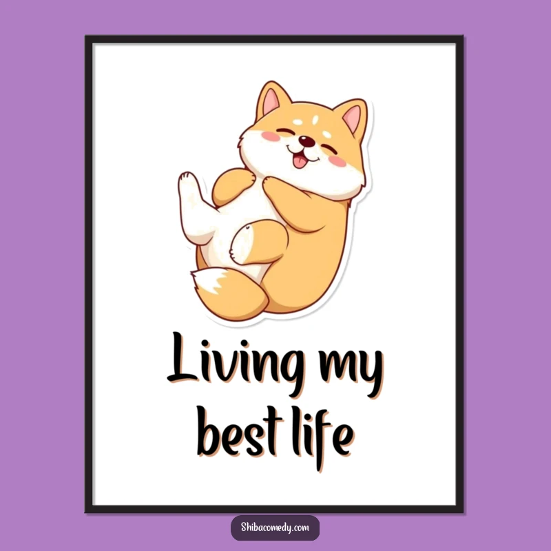 Funny Shiba Inu Rolling Poster: Bring Playful Joy to Your Walls as a Gift