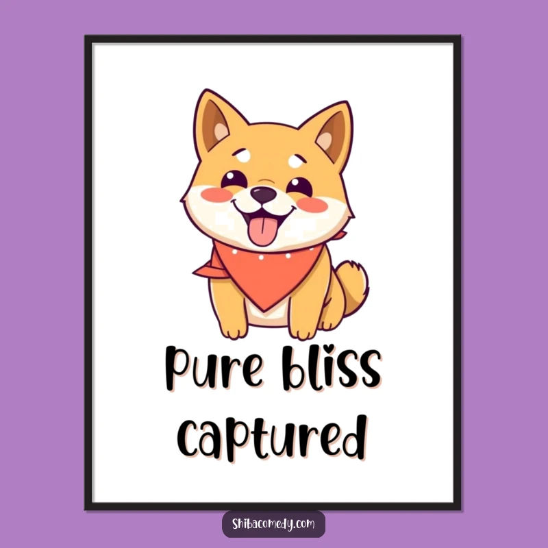 Funny Happy Shiba Inu Bandana Poster: Joyful Wall Art